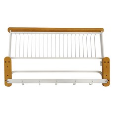 原木浴巾網 升級網籃款 加寬桿距 通風易乾 免釘免打孔 可折疊浴室置物毛巾架, 白色, 1個