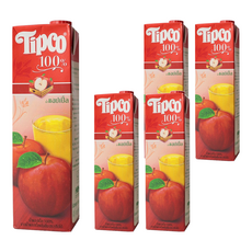 Tipco 泰可 100%蘋果汁，原汁含有率100%，富含多款豐富維生素營養, 1L, 5瓶