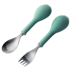 FlipGo 翻滾吧湯叉組, 304食品級不鏽鋼, 適用年齡: 36個月以上孩童, 薄荷綠, 1組
