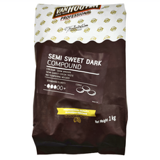 VANHOUTEN 特級代可可脂巧克力鈕扣 半甜黑巧克力, 1kg, 1包