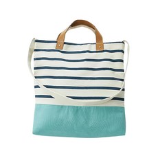 E.City 文青條紋帆布購物收納袋