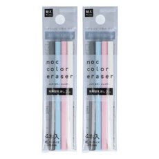 sun-star noc color eraser 按壓出芯專用替換橡皮擦 4件組, 長度90mm, 橡皮擦/TPR熱塑性彈體橡膠, 春櫻, 2組
