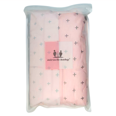 miracle baby 純棉透氣嬰兒推車墊 熊耳朵雙層加厚安全座椅墊 3D網布 長63*寬41*厚1cm, 粉灰十字, 1個