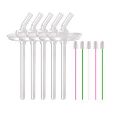 hibee Foogo 吸管替換組 5入 附吸管清潔刷, 透明, 1組