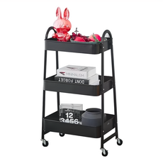 北歐風置物籃手推車, 黑色, 1個