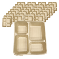 植纖四分格餐盒底 4號 240 x 220 x 43mm 外帶餐盒 便當盒, 25個, 10包