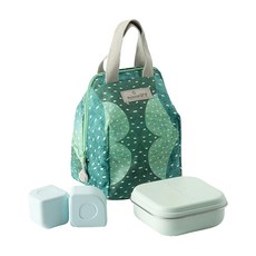 miniware 微兒 清新小食好攜 森林綠色 1組 不鏽鋼便當盒1入 矽膠盒2入 保溫袋1入, 不鏽鋼便當盒1入, 矽膠盒2入, 保溫袋1入