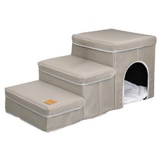 skylife 科技布三層摺疊收納樓梯, 寵物窩設計, 21 x 18cm, 米色, 1個