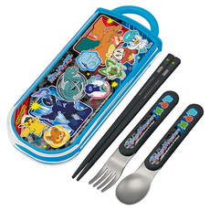 Skater 銀離子兒童餐具三件組, 湯匙 + 叉子 + 筷子 + 收納盒, 寶可夢, 1組