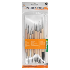 AP. 普思 陶泥雕塑工具組 11支 金屬鋼材 原木色手柄, 不適用, 1組
