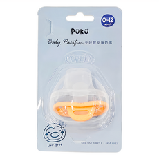 PUKU 藍色企鵝 嘟嘟全矽膠安撫奶嘴, 0~12個月, 粉橘色, 1個