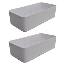 懶角落 帶隔板收納盒 矮款, 白色, 2個