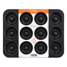 Chefmade 學廚 12連甜甜圈蛋糕模, 不粘甜甜圈烤盤, 25.7 x 32.5 x 2.2 cm, 1個