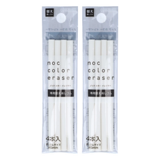 Sun-Star Noc Color Eraser 按壓出芯專用替換橡皮擦，4本入，直徑5mm, 冬雪, 2組