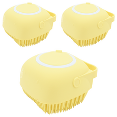 PUKU 藍色企鵝 矽膠沐浴刷, 柔軟刷毛, 附手提設計, 黃色, 1入, 3個