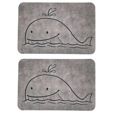 BonBon naturel 軟式珪藻土踏墊 Set 2個, 60 x 40cm, 鯨魚