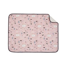 ahtty blanc 兒童防水睡墊, 兩面用 40支棉材質 柔軟吸水, S 100*75cm, Whie Bear Pink, 1個