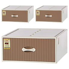 KEYWAY 特大安雅單抽整理箱 34.5L CJ-991 2.39kg, 咖啡色, 3個