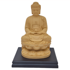 養慧軒 金剛砂陶土精雕佛像 阿彌陀佛 含底座 木色, 1個
