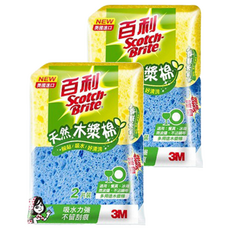 3M Scotch-Brite 百利 多用途天然木漿棉 黃 + 藍, 2片, 2包