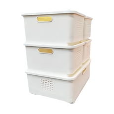 FL 生活+ 加厚可疊加防塵附輪收納盒5件組 A-323-4 + A-325-1 2kg, 白色, 1組