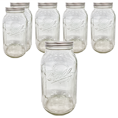 Ball 梅森玻璃罐 寬口 64oz (1.8L), 6個