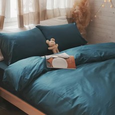 anna home 棉床本舖 60支100%精梳棉薄被套台灣製, 蔚藍色