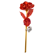 LED單枝金箔玫瑰花, 鋁膜七彩紅色, 1支