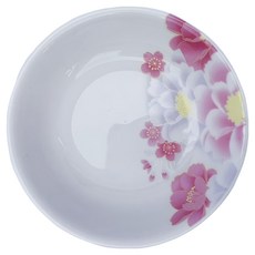 新食器 繽紛花語 4吋醬油碟 10 x 2cm, 白色底+粉色花, 1個