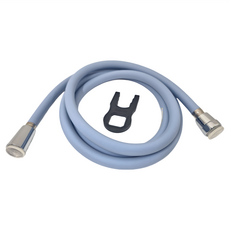 AQUADUO 自動排水軟管 專利360度旋轉 PVC材質 淋浴水管, 1.5m, 天藍色