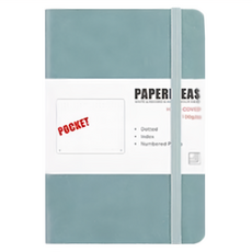 PAPERIDEAS A6 硬皮方格筆記本, 188頁, 100g/m² 無酸紙, 霧藍色, 1本