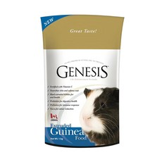 GENESIS 高級天竺鼠寵物飼料, 含維生素C, 呵護皮膚和軟化毛髮, 促進消化健康, 絲蘭減少異味, 1kg, 1袋