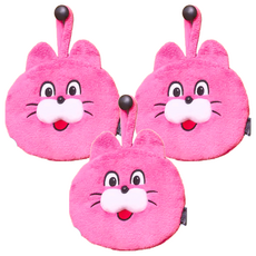 ZIZONE 粉色貓咪造型擦手巾, 21.5x21.5公分 聚酯纖維, 3個, 1入