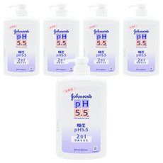 嬌生嬰兒 PH5.5 2合1潤膚沐浴乳 溫和潔膚配方 保濕滋潤 不含皂, 1L, 5瓶