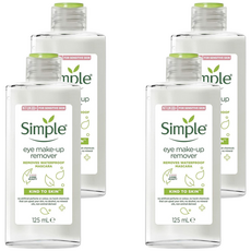 Simple 清妍 雙效輕柔眼部卸妝液, 125mL, 卸除防水睫毛膏, 敏感肌適用, 4瓶