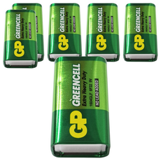 GP 超霸 碳鋅 9V電池 綠色, 6個, 1入