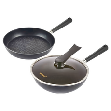 HAPPYCALL 石墨烯IH瞬熱極致鈦不沾黑把雙鍋組, 30cm炒鍋 + 30cm直立蓋 + 28cm平底鍋, 1組, 3900-0403-1A, 30cm炒鍋 + 30cm直立蓋 + 28cm平底鍋, 1組