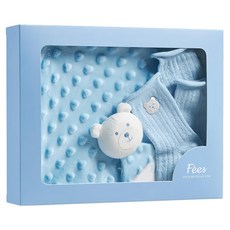 Fees BEAUTE 安撫巾禮盒組 含安撫巾、短襪、手套, 短襪 7~8cm, 藍色