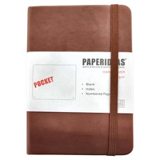 PAPERIDEAS A6 硬皮筆記本 空白內頁 188頁 含索引頁和頁碼, 棕色, 1本
