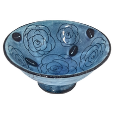 藍玫瑰高腳缽 - 日本制陶瓷碗 -30°C~100°C適用, 藍色, 1個