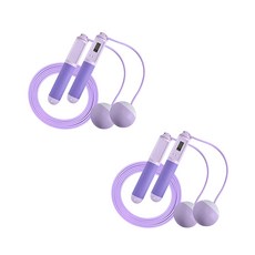 LEADER X 高階智能計數跳繩 快速燃脂 有氧減肥 兩用設計 手柄舒適, 手柄19 x 3cm + 無線球直徑6.5cm + 有線繩280 x 0.2cm, 紫色, 2組