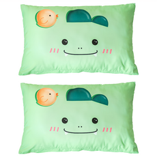 Aileen Kids DTP材質 動物圖案枕頭套 Set 2入 聚酯纖維, 恐龍款 Dino 綠色