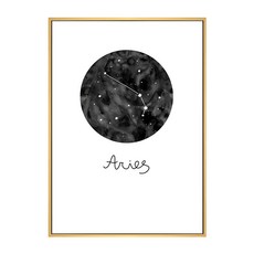 白羊座Aries星座圖畫 木框, 木色