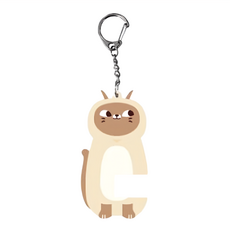 CCHING 青青文具 簡單生活 造型手機架鑰匙圈 75 x 40 x 4cm, 暹羅貓 米色, 1個