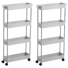 京太陽 4層帶輪縫隙收納架, 白色, 2個