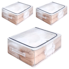 德利生活 超大透明防水床底收納箱 中(50 x 40 x 15cm), 透明, 3個