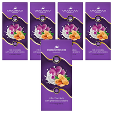 CHOCOYOCO 巧克優 花生葡萄乾夾心巧克力 葡萄果乾與花生脆粒完美搭配, 100g, 5包