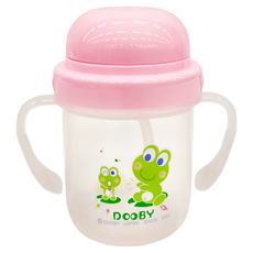 DOOBY 大眼蛙 新彈跳喝水杯, 粉色, 280ml, 1個