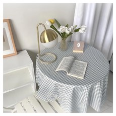 Hoom 柔桑生活 格子桌布 成分聚酯纖維短毛絨 產地中國, 140 x 140cm, 寧靜藍, 1個