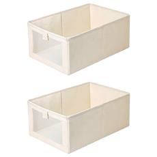 小麥購物 棉麻收納盒 C387 255g, 米色, 2個